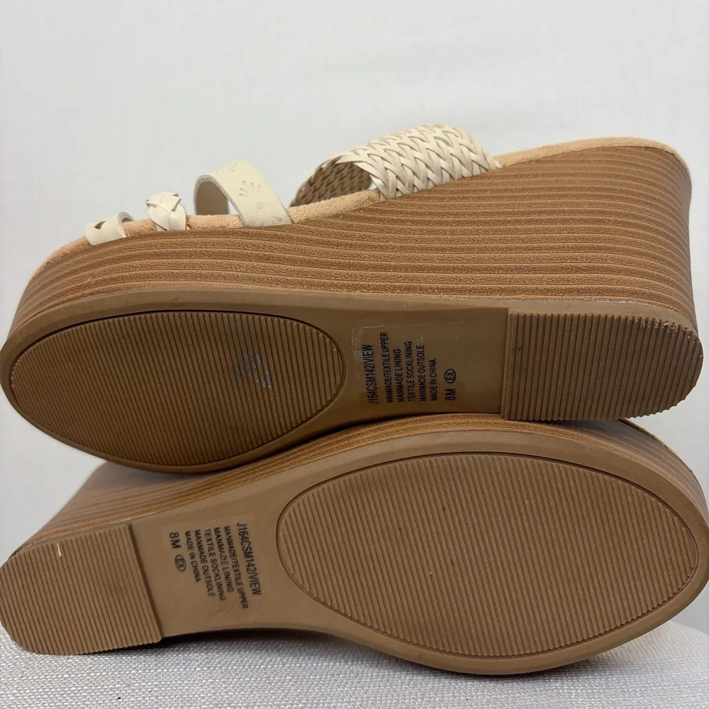 Jellypop women’s Size 8 Cream Woven Strap Wedge Sandals Memory Foam(B95)&✨
